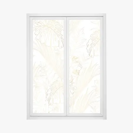 Sticker pour vitres et fenêtres motif botanique doré sur fond blanc – Wallnifity®