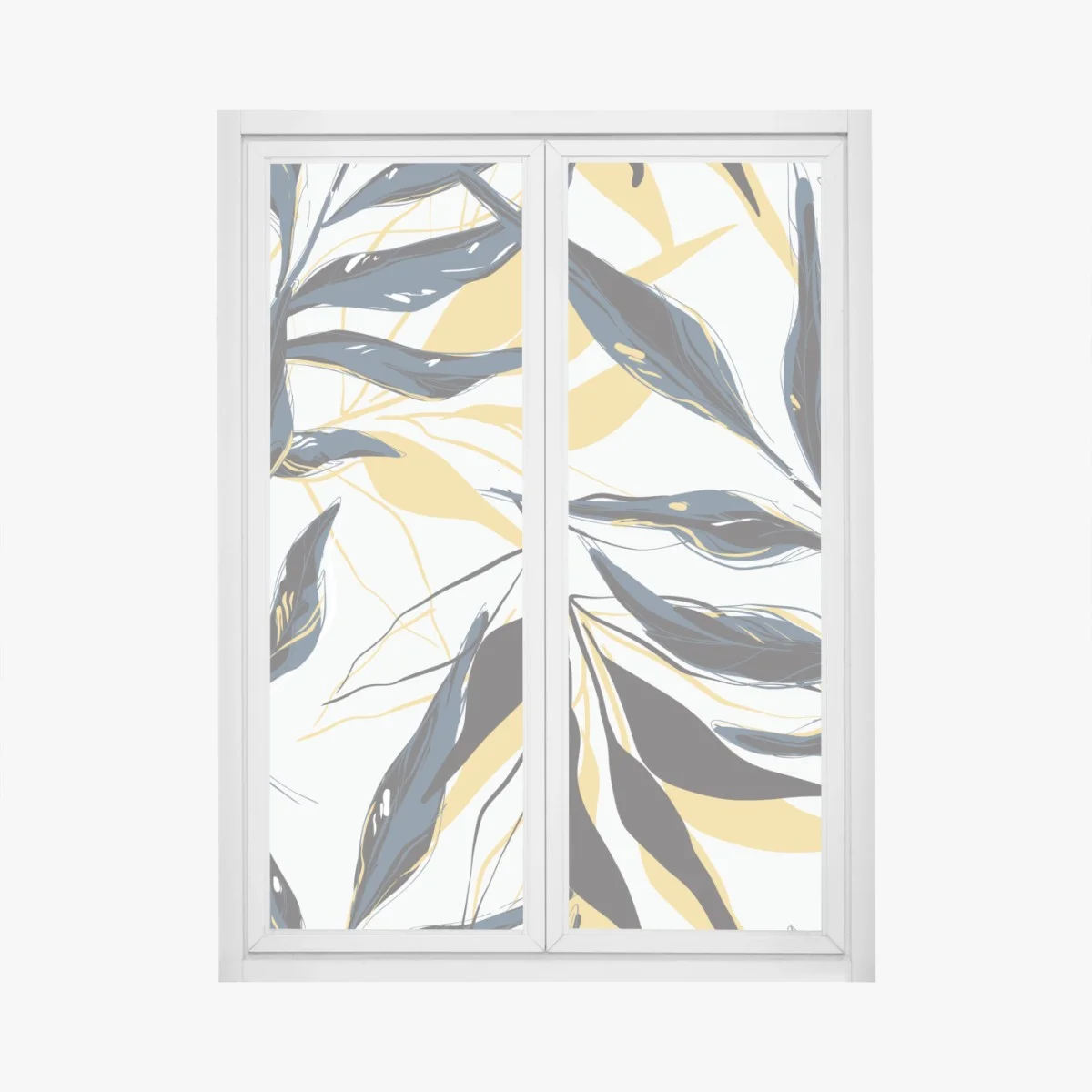 Sticker pour vitres et fenêtres feuillage stylisé bleu marine et jaune moutarde – Wallnifity® Sticker pour vitres et fenêtres feuillage stylisé bleu marine et jaune moutarde – Wallnifity®