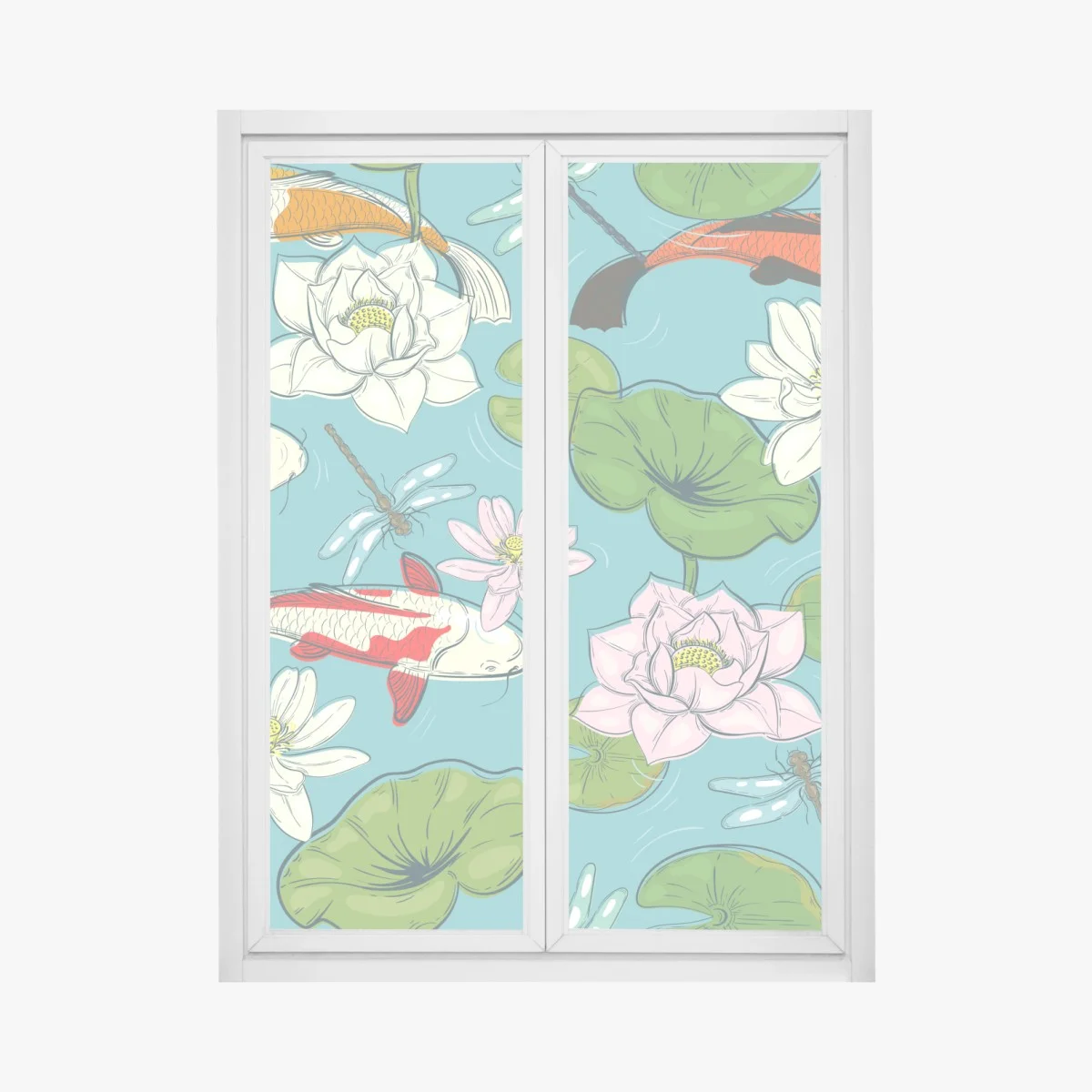 Sticker pour vitres et fenêtres scène zen de carpes koi et nénuphars – Wallnifity® Sticker pour vitres et fenêtres scène zen de carpes koi et nénuphars – Wallnifity®