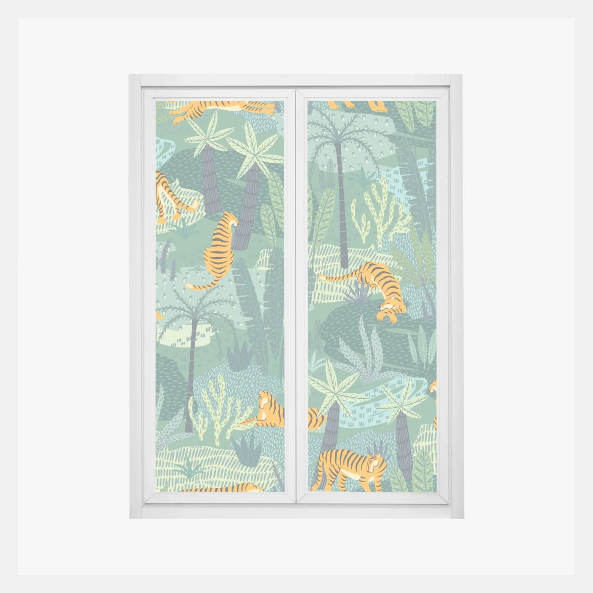 Sticker pour vitres et fenêtres motif jungle aux tigres stylisés – Wallnifity® Sticker pour vitres et fenêtres motif jungle aux tigres stylisés – Wallnifity®