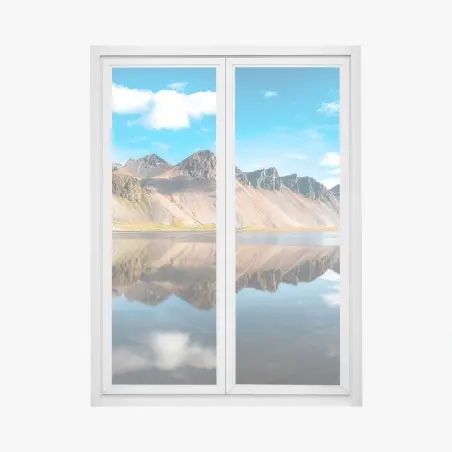 Sticker pour vitres et fenêtres reflet spectaculaire du Vestrahorn en Islande – Wallnifity®
