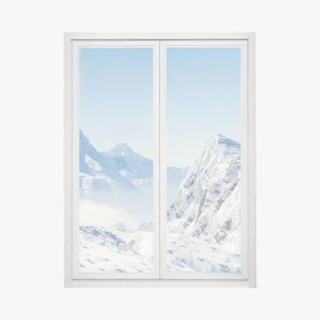 Sticker pour vitres et fenêtres panorama hivernal des sommets enneigés – Wallnifity®