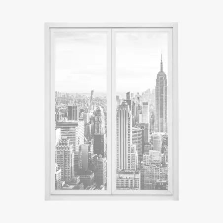 Sticker pour vitres et fenêtres panorama urbain de New York en noir et blanc – Wallnifity®