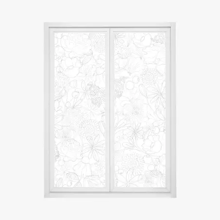 Sticker pour vitres et fenêtres motif floral délicat en dessin linéaire – Wallnifity®