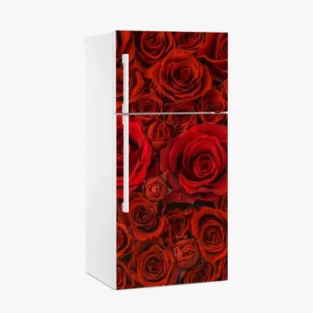 Sticker pour réfrigérateur mur floral de roses rouges – Wallnifity®