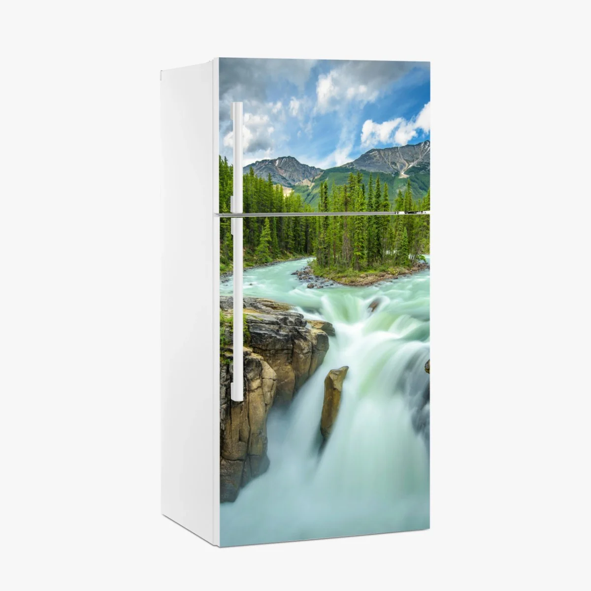 Sticker pour réfrigérateur cascade Sunwapta au cœur de Jasper – Wallnifity® Sticker pour réfrigérateur cascade Sunwapta au cœur de Jasper – Wallnifity®