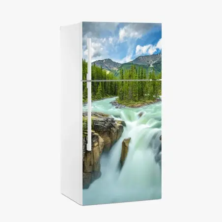 Sticker pour réfrigérateur cascade Sunwapta au cœur de Jasper – Wallnifity®