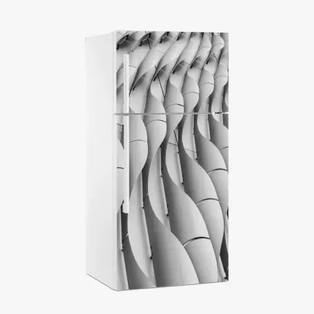 Sticker pour réfrigérateur motif architectural ondulant en noir et blanc – Wallnifity®