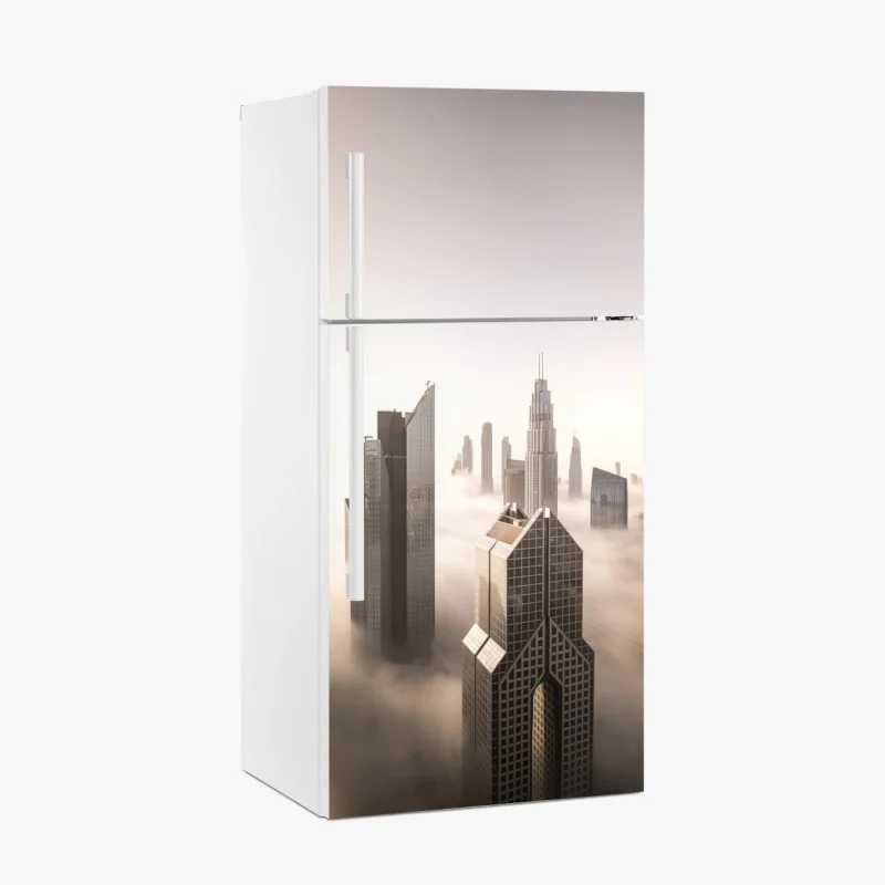 Sticker pour réfrigérateur brume matinale sur Downtown Dubai – Wallnifity®