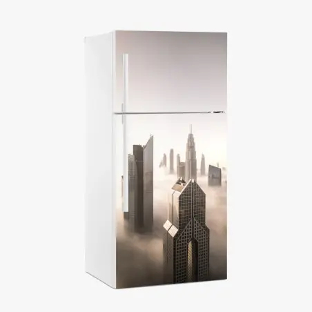 Sticker pour réfrigérateur brume matinale sur Downtown Dubai – Wallnifity®