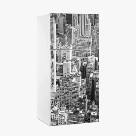 Sticker pour réfrigérateur panorama urbain de New York en noir et blanc – Wallnifity®