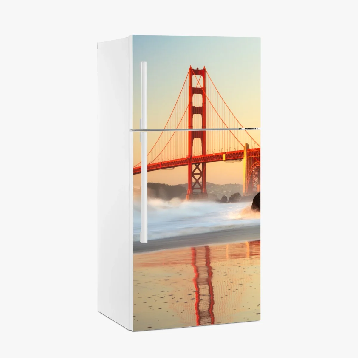 Sticker pour réfrigérateur vue dorée du Golden Gate au crépuscule – Wallnifity® Sticker pour réfrigérateur vue dorée du Golden Gate au crépuscule – Wallnifity®