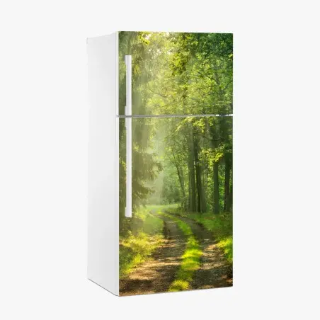 Sticker pour réfrigérateur chemin forestier baigné de lumière – Wallnifity®