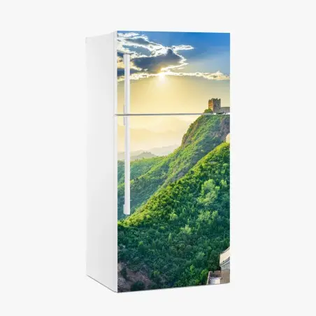 Sticker pour réfrigérateur panorama de la Grande Muraille de Chine au lever du soleil – Wallnifity®