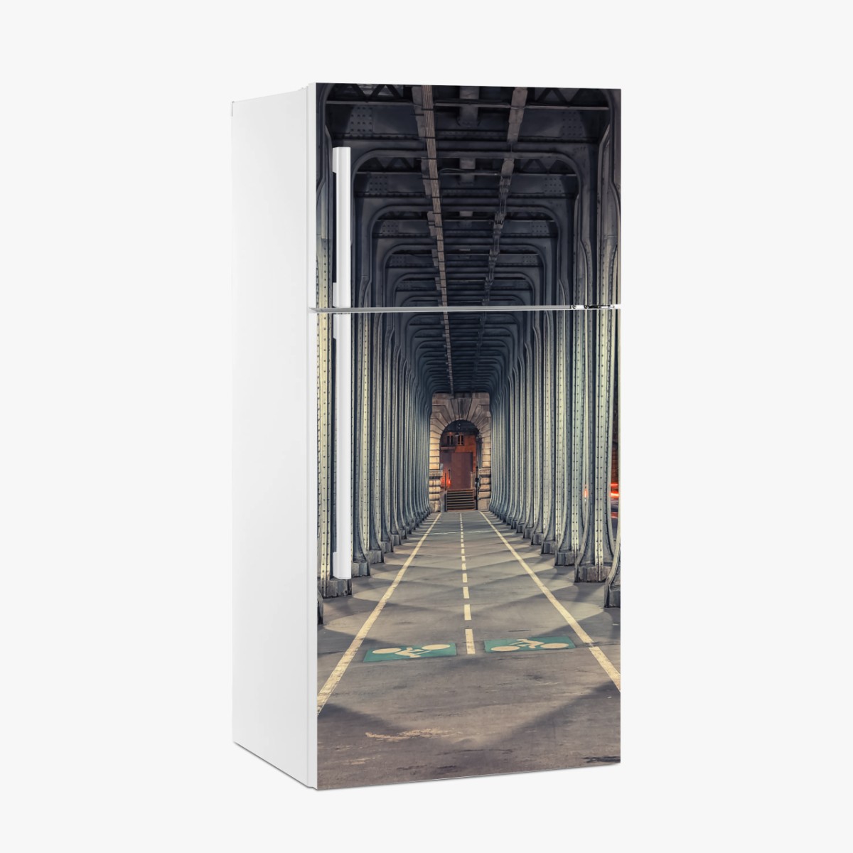 Sticker pour réfrigérateur allée métallique symétrique au crépuscule – Wallnifity®