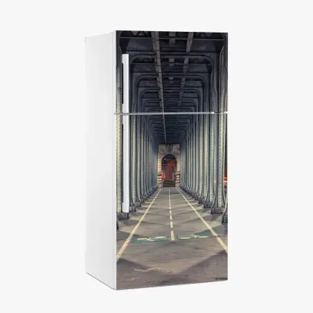 Sticker pour réfrigérateur allée métallique symétrique au crépuscule – Wallnifity®
