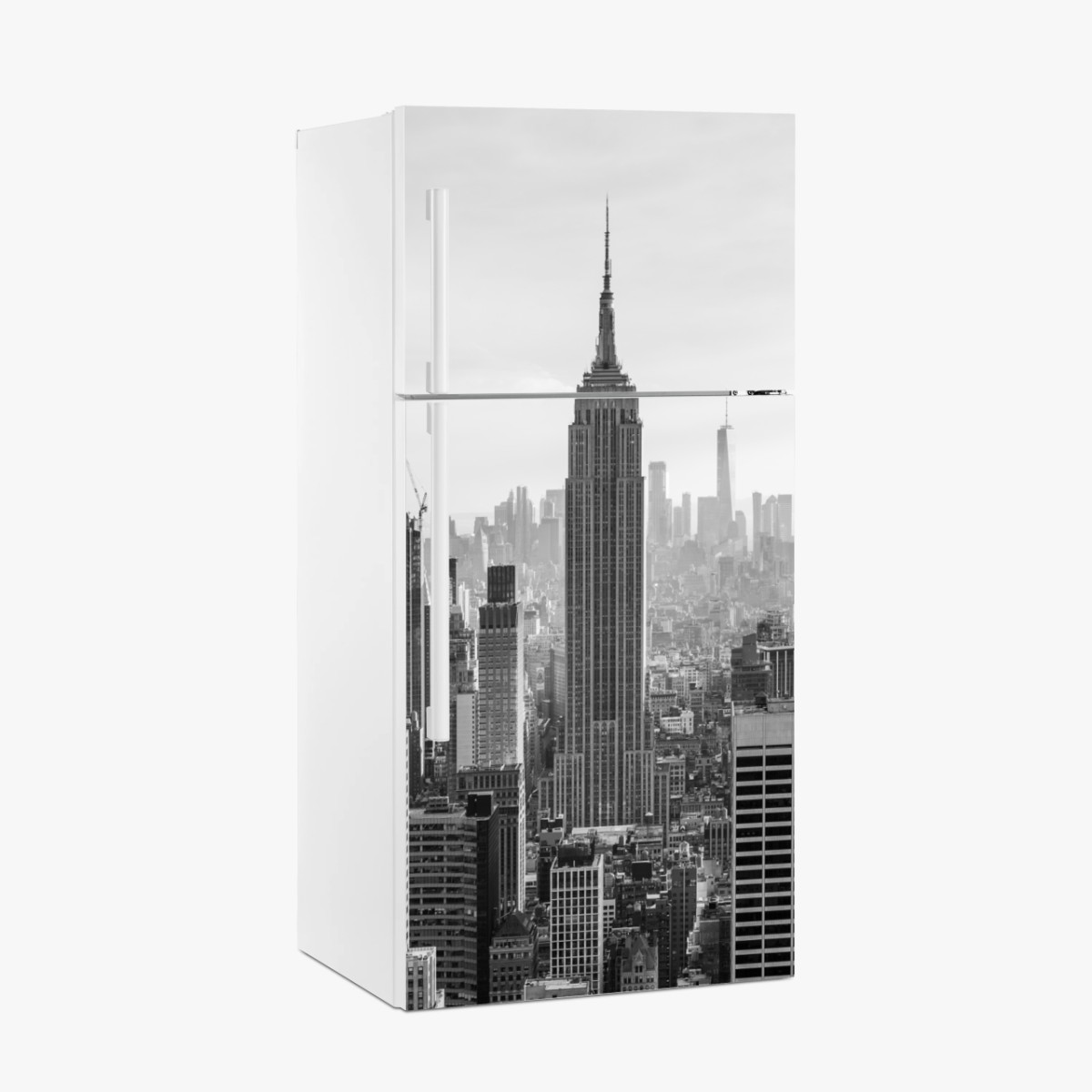 Sticker pour réfrigérateur panorama urbain de New York en noir et blanc – Wallnifity®