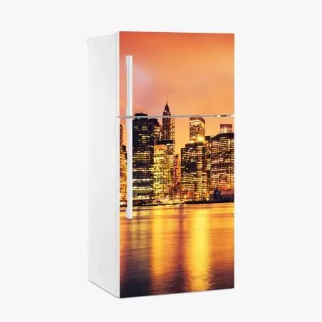 Sticker pour réfrigérateur horizon en feu de New York au crépuscule – Wallnifity®