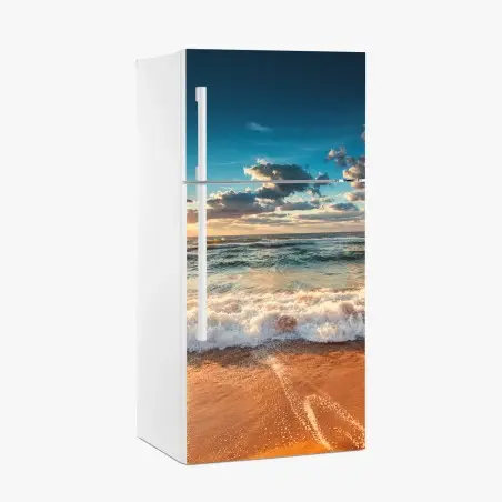 Sticker pour réfrigérateur lever de soleil doré sur la mer – Wallnifity®