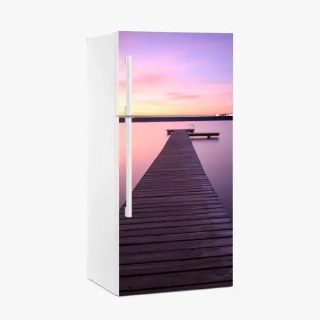 Sticker pour réfrigérateur jetée au coucher de soleil aux teintes pastel – Wallnifity®