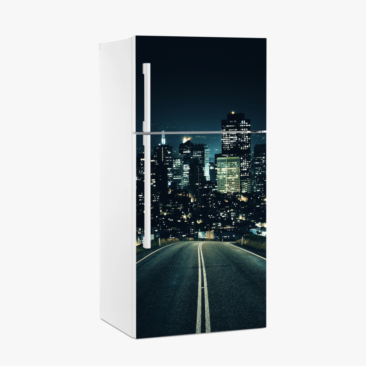 Sticker pour réfrigérateur route vers la ville illuminée – Wallnifity®