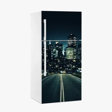 Sticker pour réfrigérateur route vers la ville illuminée – Wallnifity®