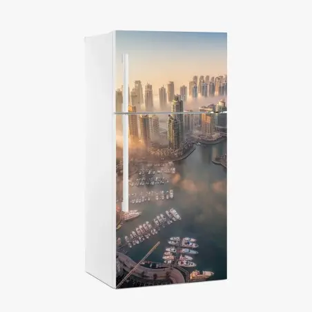 Sticker pour réfrigérateur Dubaï Marina au coucher de soleil – Wallnifity®