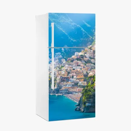 Sticker pour réfrigérateur vue pittoresque de Positano en bord de mer – Wallnifity®