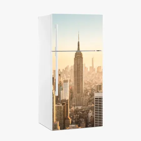Sticker pour réfrigérateur vue iconique de New York au coucher de soleil – Wallnifity®