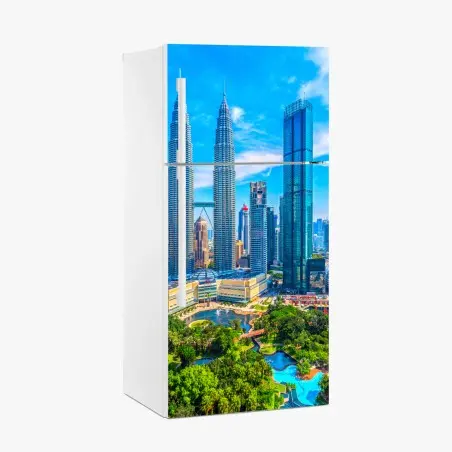 Sticker pour réfrigérateur panorama urbain vibrant de Kuala Lumpur – Wallnifity®