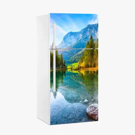 Sticker pour réfrigérateur coucher de soleil automnal au lac Hintersee, Ramsau – Wallnifity®