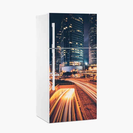 Sticker pour réfrigérateur métropole nocturne en mouvement – Wallnifity®