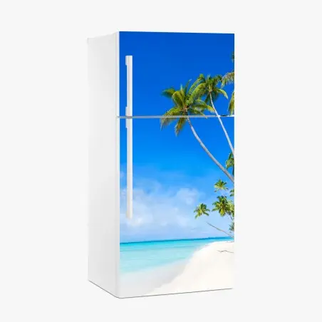 Sticker pour réfrigérateur paradis tropical au bord de l'eau turquoise – Wallnifity®