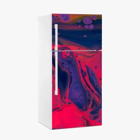 Sticker pour réfrigérateur abstraction fluide néon rose et violet – Wallnifity®