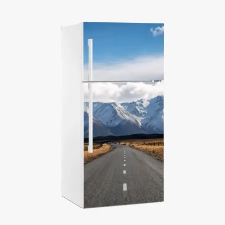 Sticker pour réfrigérateur route vers les montagnes enneigées de Nouvelle-Zélande – Wallnifity®