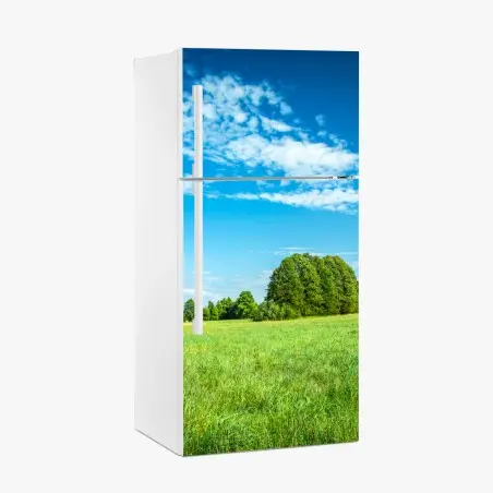 Sticker pour réfrigérateur paysage de prairie sous ciel bleu – Wallnifity®