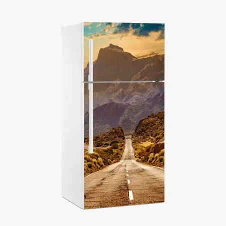 Sticker pour réfrigérateur route vers les montagnes de Tenerife au coucher de soleil – Wallnifity®