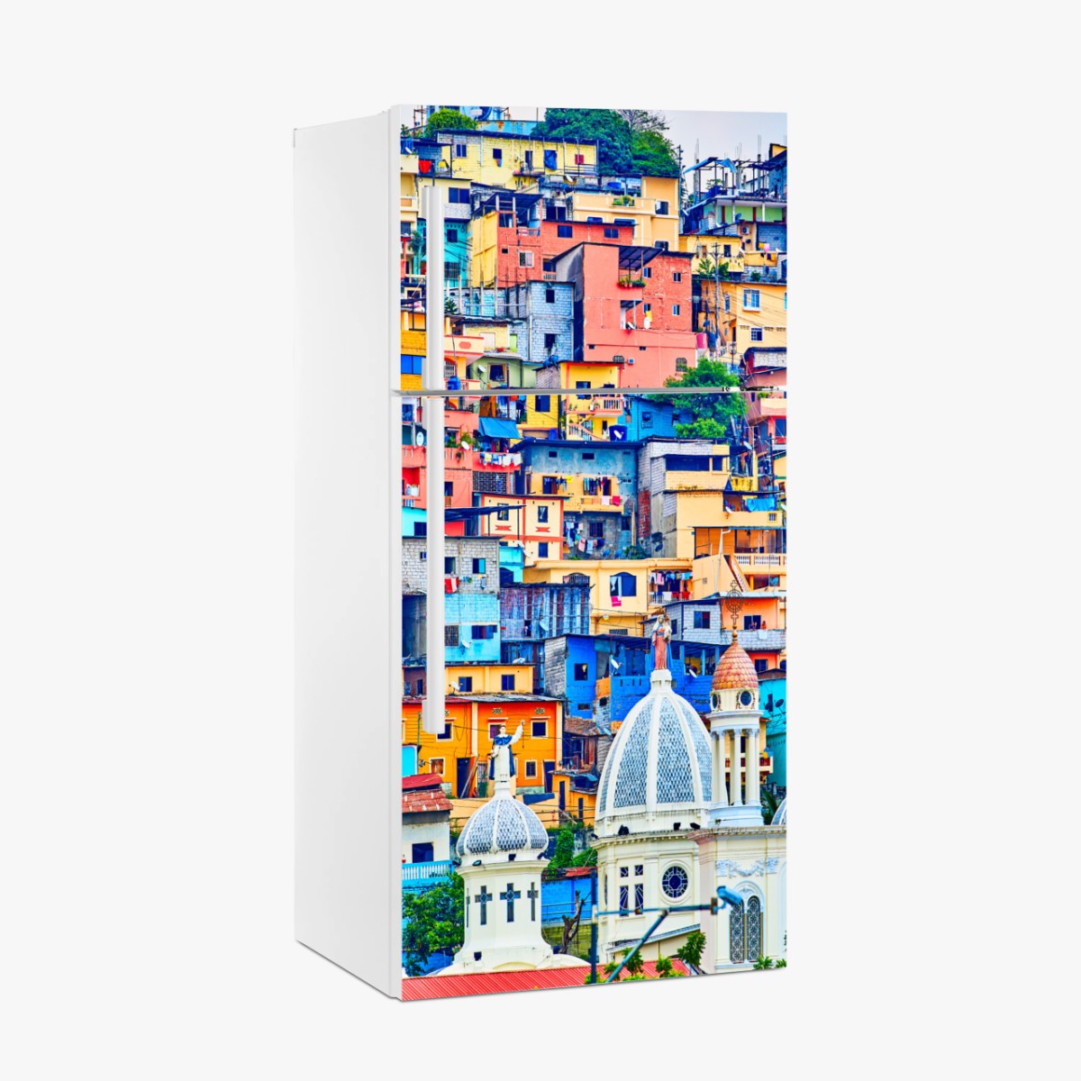 Sticker pour réfrigérateur maisons colorées de Las Peñas sur la colline Santa Ana, Guayaquil – Wallnifity®