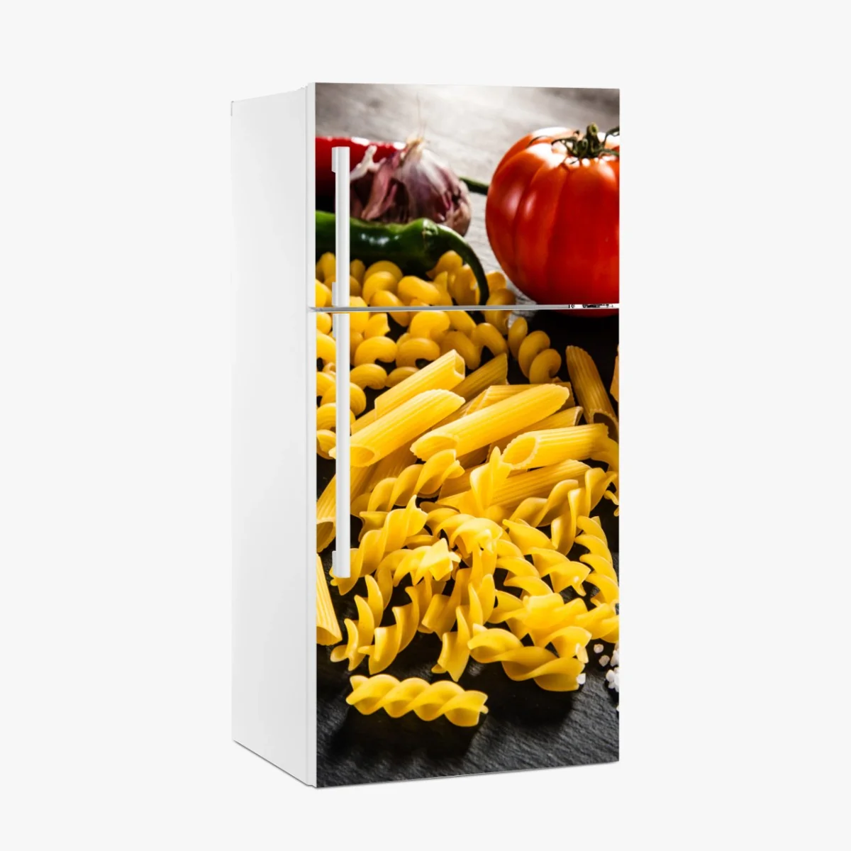 Sticker pour réfrigérateur composition de pâtes variées et ingrédients méditerranéens – Wallnifity® Sticker pour réfrigérateur composition de pâtes variées et ingrédients méditerranéens – Wallnifity®