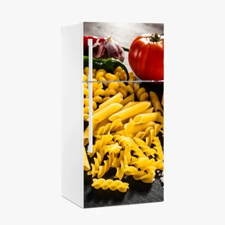 Sticker pour réfrigérateur composition de pâtes variées et ingrédients méditerranéens – Wallnifity®