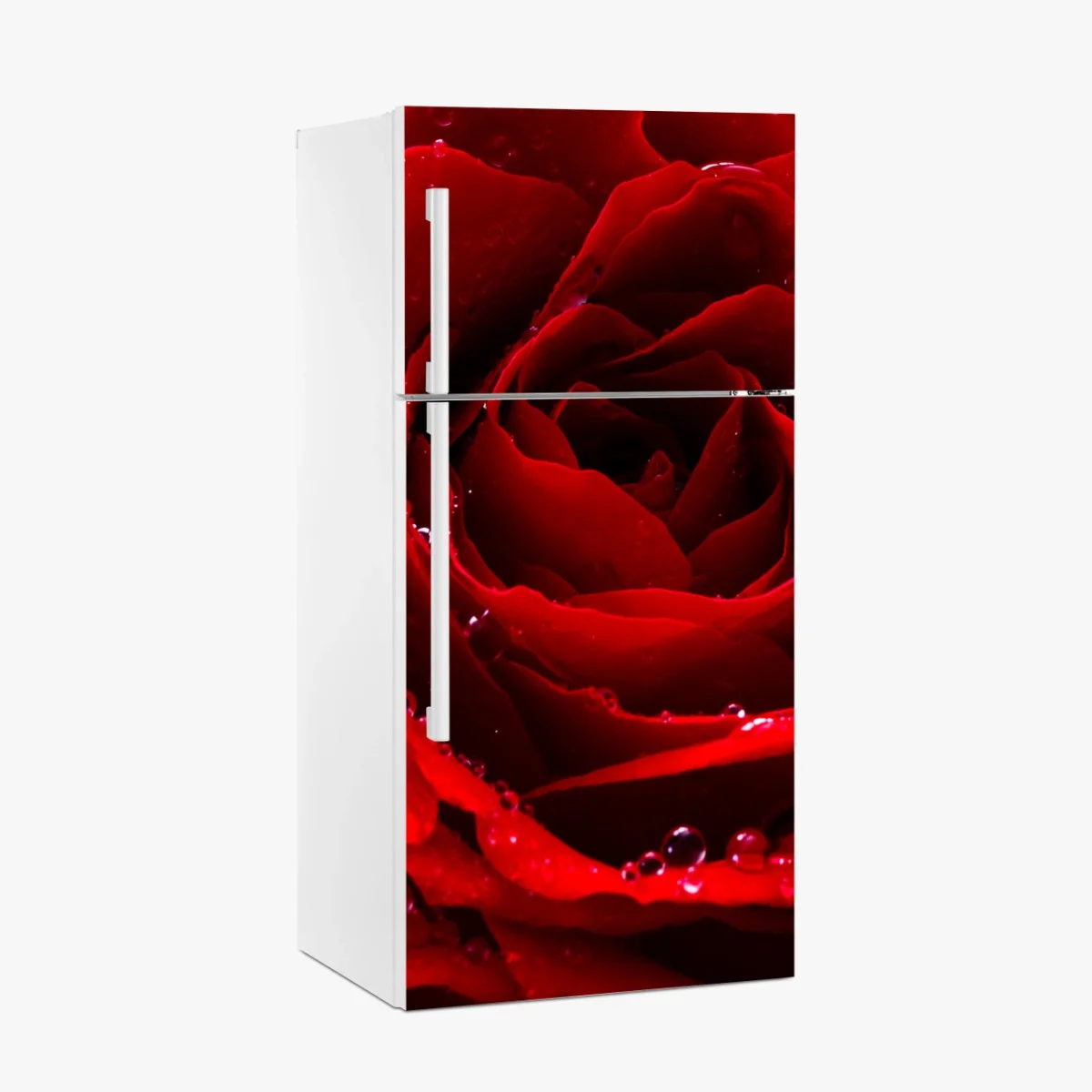Sticker pour réfrigérateur rose rouge en gouttes de rosée – Wallnifity® Sticker pour réfrigérateur rose rouge en gouttes de rosée – Wallnifity®