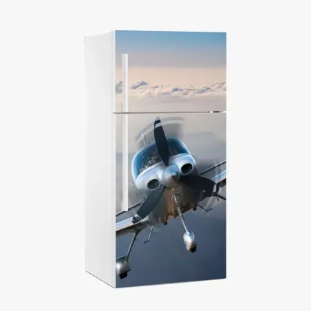 Sticker pour réfrigérateur avion en plein vol au-dessus des montagnes brumeuses – Wallnifity®