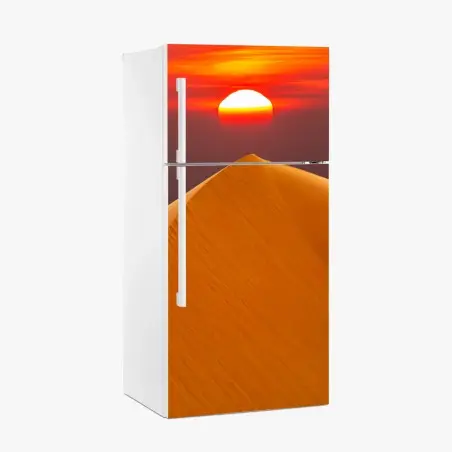 Sticker pour réfrigérateur coucher de soleil sur les dunes dorées – Wallnifity®