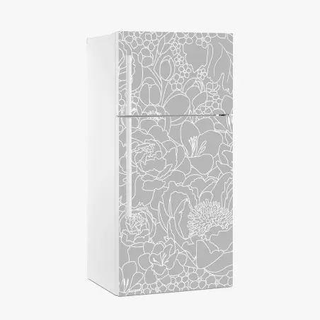 Sticker pour réfrigérateur motif floral monochrome élégant – Wallnifity®