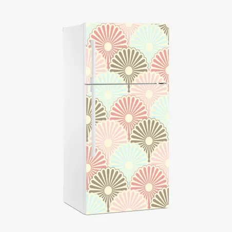 Sticker pour réfrigérateur motif floral rétro aux pastels délicats – Wallnifity®