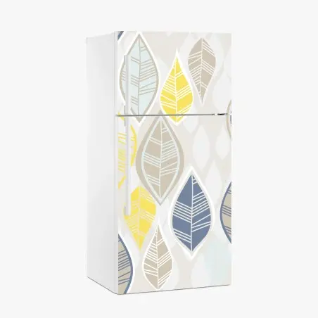 Sticker pour réfrigérateur motif feuilles scandinaves pastel – Wallnifity®