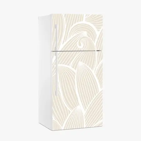 Sticker pour réfrigérateur motif floral organique beige minimaliste – Wallnifity®