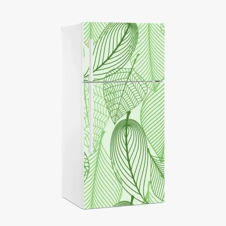 Sticker pour réfrigérateur motif feuilles graphiques vertes – Wallnifity®