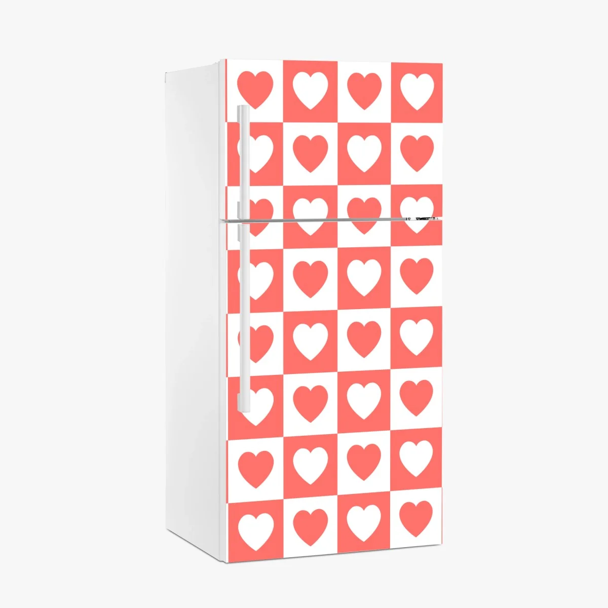 Sticker pour réfrigérateur motif damier de cœurs corail – Wallnifity® Sticker pour réfrigérateur motif damier de cœurs corail – Wallnifity®