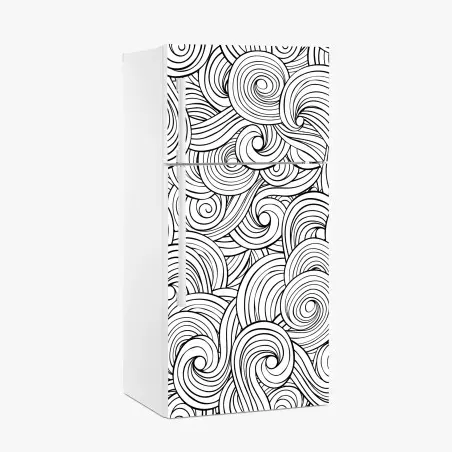 Sticker pour réfrigérateur motif tourbillonnant abstrait en noir et blanc – Wallnifity®
